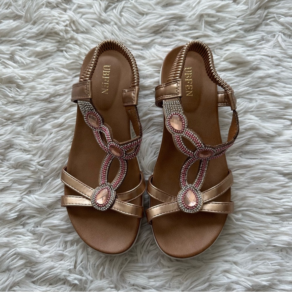 Ubfen Womens Sandal Elastic Ankle Strap Size 6.5
